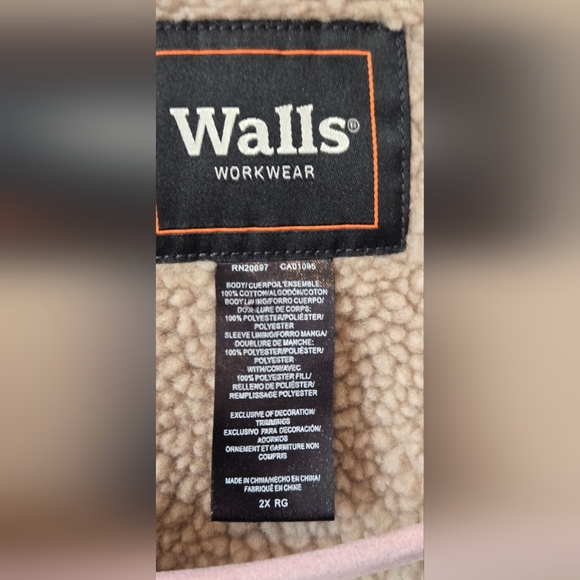 Walls Workwear Sherpa Lined Jacket Brown Canvas Snap Front Coat Warm Utility S2X - Picture 7 of 11